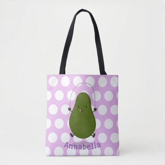 Niedliche Avocado-Springseil-Cartoon-Abbildung Tasche (Vorderseite)