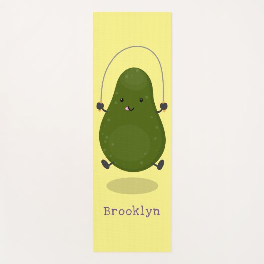 Niedliche Avocado-Springseil-Cartoon-Abbildung Yogamatte (Vorderseite)