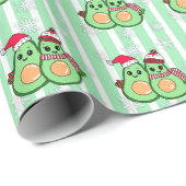 Niedliche Avocados mit Weihnachtsmannmützen Weihna Geschenkpapier (Rolleneckpunkt)
