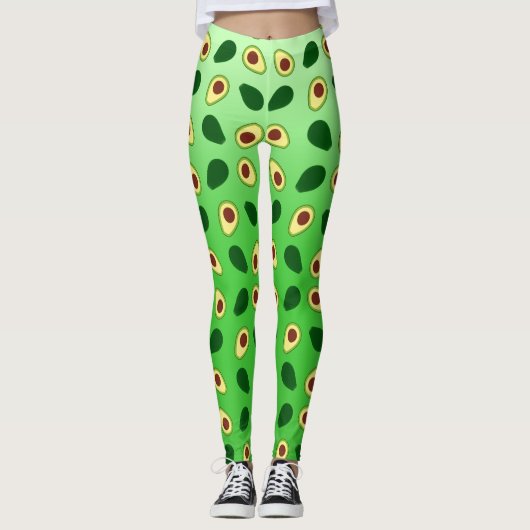 Niedliche Avocados-Scheiben Sommergrüne Gradienten Leggings (Vorderseite)