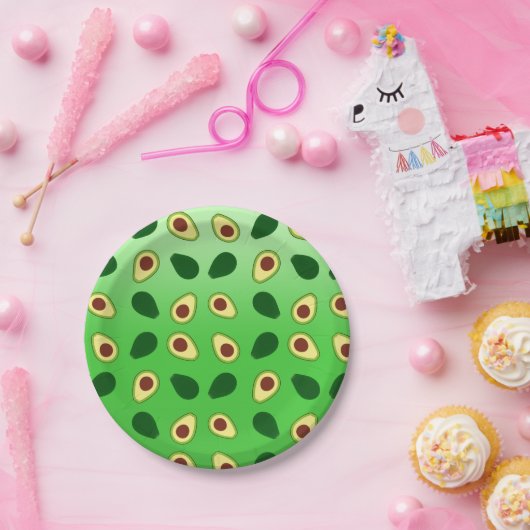 Niedliche Avocados-Scheiben Sommergrüne Gradienten Pappteller (Party)
