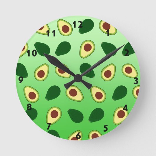 Niedliche Avocados-Scheiben Sommergrüne Gradienten Runde Wanduhr (Vorderseite)