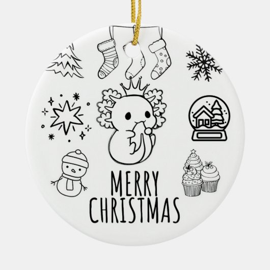 Niedliche axolotale Weihnachten Keramik Ornament (Vorne)
