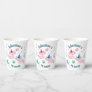 Niedliche Axolotday White Party Paper Cups Pappbecher