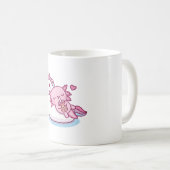 Niedliche Axolotl Chilling auf Unicorn Pool Float Kaffeetasse (VorderseiteRechts)