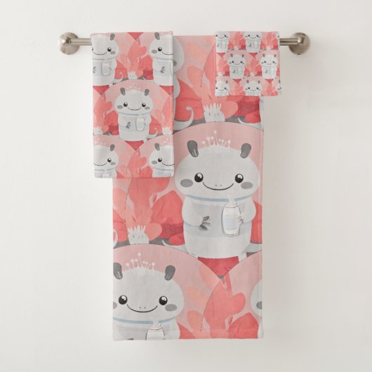 Niedliche Axolotl Drink Milk Badhandtuch Set (Insitu)