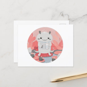 Niedliche Axolotl Drink Milk Postkarte
