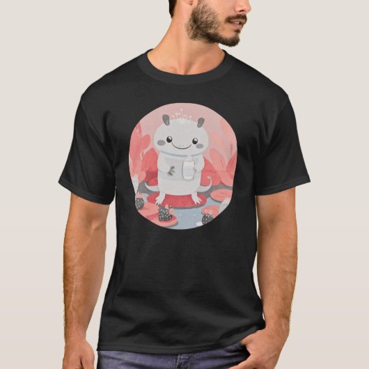 Niedliche Axolotl Drink Milk T-Shirt (Vorderseite)
