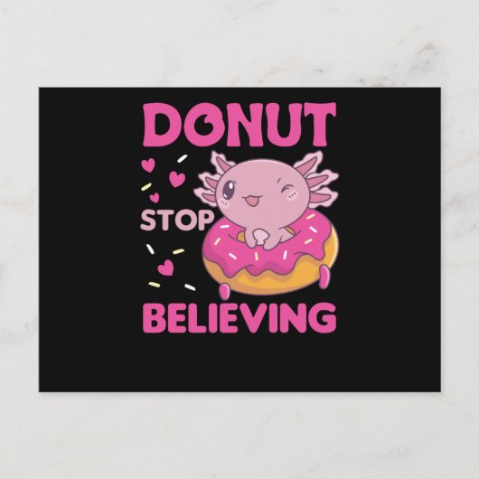 Niedliche Axolotl Funny Animes in Donut Pink Postkarte (Vorderseite)