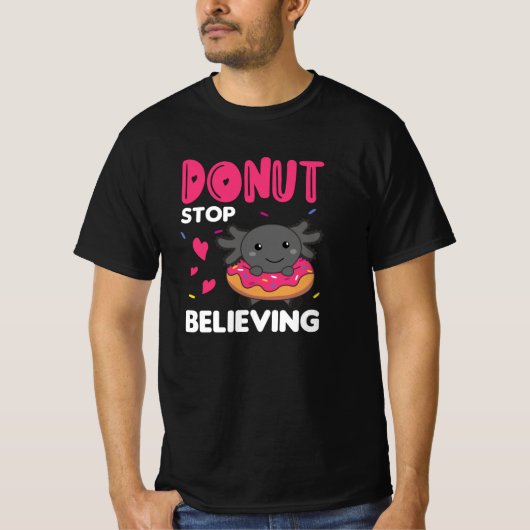 Niedliche Axolotl Funny Animes in Donut Pink T-Shirt (Vorderseite)