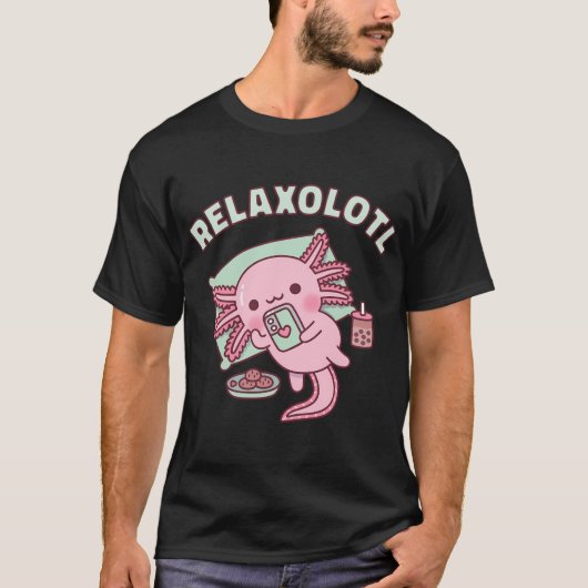Niedliche Axolotl-Kühlung mit Handy Relaxolotl Fu T-Shirt (Vorderseite)