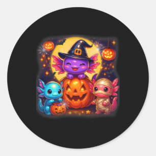 Niedliche Axolotl Kürbislaterne Halloween Kostüme Runder Aufkleber
