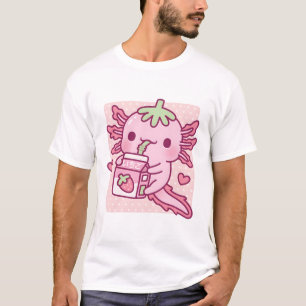 Niedliche Axolotl Lieben Japanisch Erdbeermilch T-Shirt