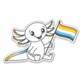 Niedliche Axolotl mit dem AroAce Sunset Pride Flag Aufkleber (Vorderseite)