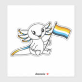 Niedliche Axolotl mit dem AroAce Sunset Pride Flag Aufkleber (Blatt)