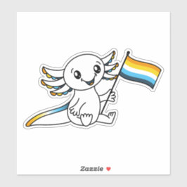 Niedliche Axolotl mit dem AroAce Sunset Pride Flag Aufkleber