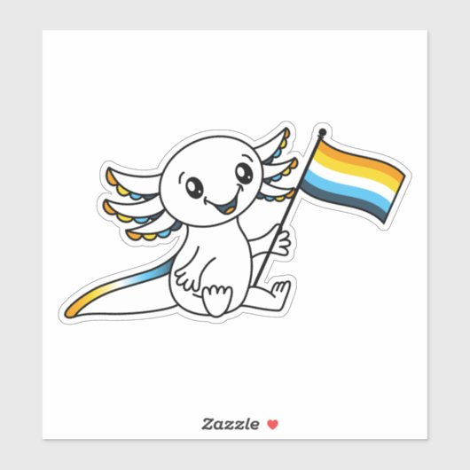 Niedliche Axolotl mit dem AroAce Sunset Pride Flag Aufkleber (Blatt)