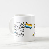 Niedliche Axolotl mit dem AroAce Sunset Pride Flag Kaffeetasse (Vorderseite Links)