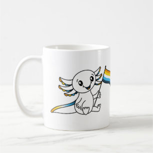 Niedliche Axolotl mit dem AroAce Sunset Pride Flag Kaffeetasse