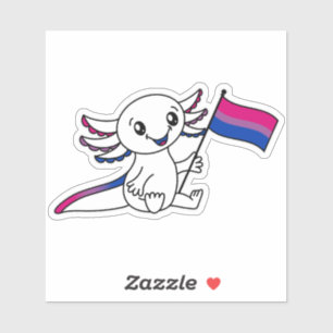 Niedliche Axolotl mit dem BiSexuellen-Prix-Flag LG Aufkleber