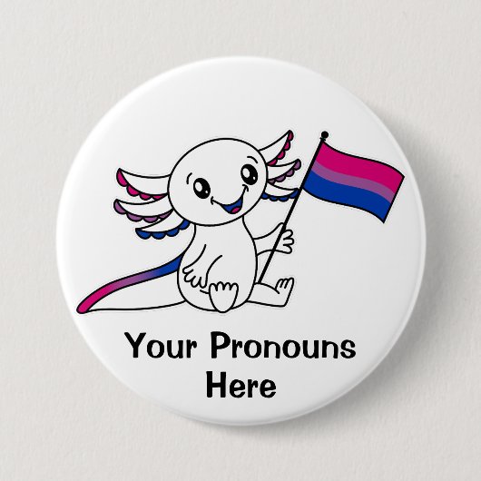 Niedliche Axolotl mit dem BiSexuellen-Prix-Flag LG Button (Vorderseite)