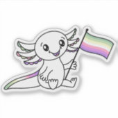 Niedliche Axolotl mit dem Flag "Genderfae Pride" L Aufkleber (Vorderseite)