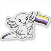 Niedliche Axolotl mit LGBTQ+-Flag für nichtbinäre  Aufkleber (Vorderseite)
