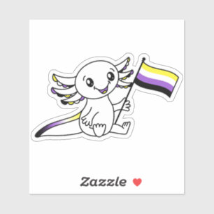 Niedliche Axolotl mit LGBTQ+-Flag für nichtbinäre Aufkleber
