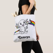 Niedliche Axolotl mit Quasar Progress Pride Flag L Tasche (Von Nahem)