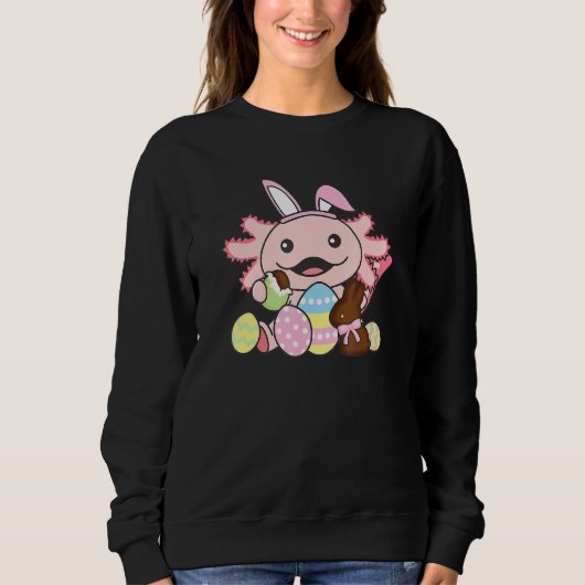 Niedliche Axolotl Ostereier-Süßigkeiten für Osterm Sweatshirt (Vorderseite)
