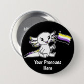 Niedliche Axolotl-Pronomen Flag LGBTQ+ für nichtbi Button (Vorne & Hinten)