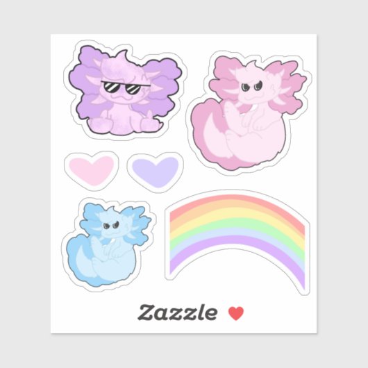 Niedliche Axolotl-Sammlung Aufkleber (Blatt)