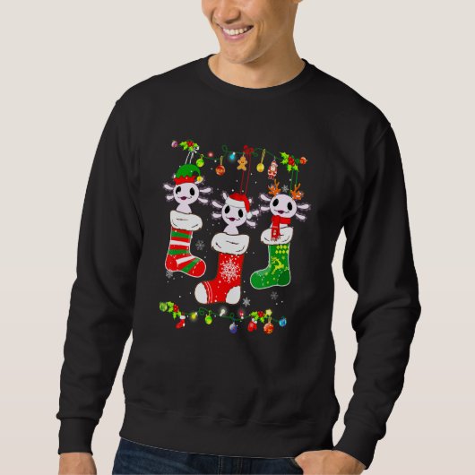 Niedliche Axolotl Socks Weihnachtsfamilie Pajamas Sweatshirt (Vorderseite)