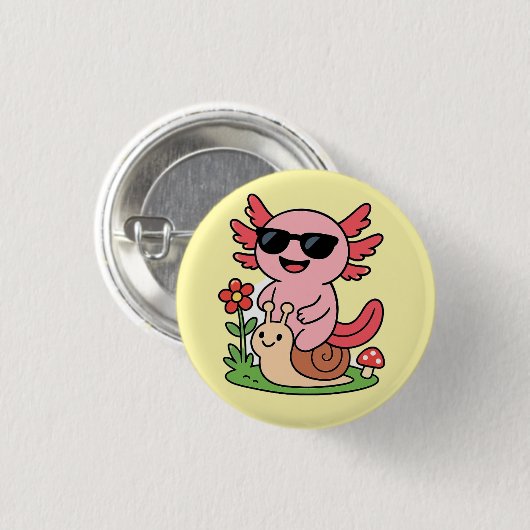 Niedliche Axolotl-Taste - Adortable Animal Design Button (Vorne & Hinten)