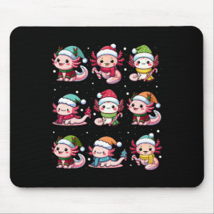 Niedliche Axolotl Weihnachtsmannmütze Xmas Lichter Mousepad