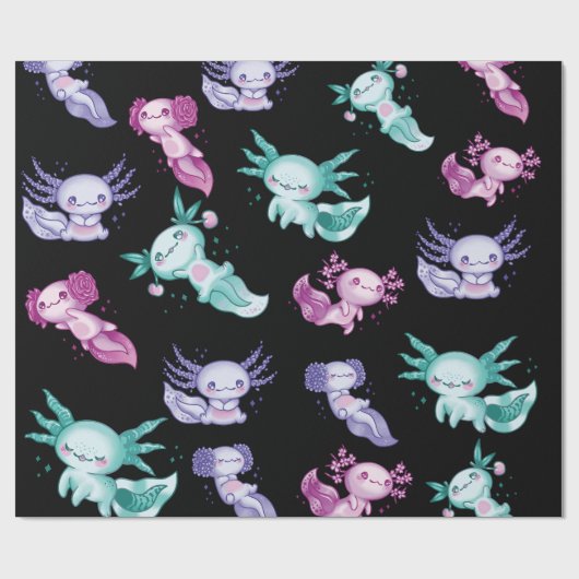 Niedliche Axolotls Geschenkpapier (Flach)