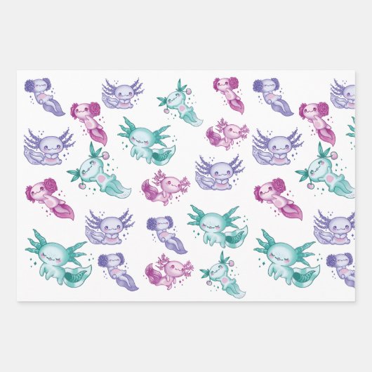 Niedliche Axolotls Geschenkpapier Set (Vorderseite 3)