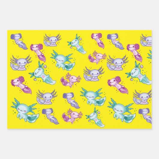 Niedliche Axolotls Geschenkpapier Set (Vorderseite 2)