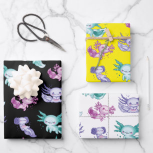 Niedliche Axolotls Geschenkpapier Set