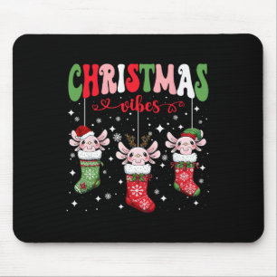 Niedliche Axolotls in Socken Xmas beleuchten japan Mousepad