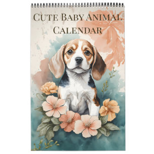 Niedliche Baby Animals Watercolor 2025 Kalender