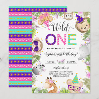 Niedliche Baby-Animals Wild One Einladung