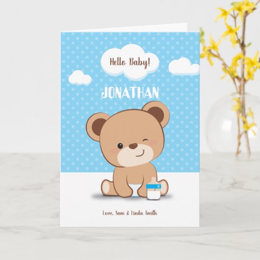 Niedliche Baby Bear Baby Shower Card für Jungen Karte (Gelbe Blume)