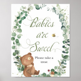 Niedliche Baby Bear Greenery Babies sind süße Leck Poster