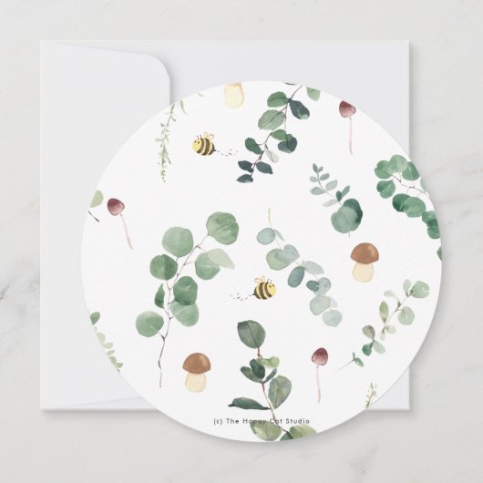 Niedliche Baby Bear Greenery Gender Neutral Baby D Einladung (Rückseite)