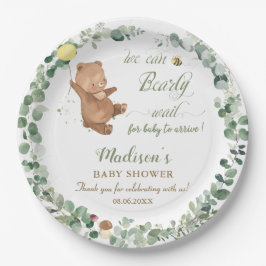 Niedliche Baby Bear Greenery Gender Neutral Baby D Pappteller