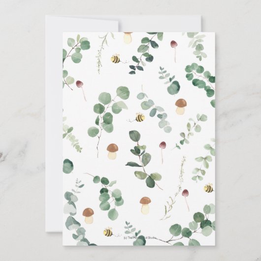 Niedliche Baby Bear Greenery Gender Neutrale Dusch Dankeskarte (Rückseite)