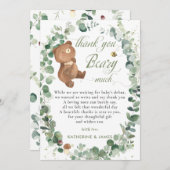 Niedliche Baby Bear Greenery Gender Neutrale Dusch Dankeskarte (Vorne/Hinten)