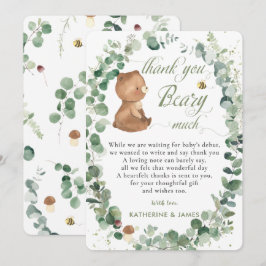 Niedliche Baby Bear Greenery Geschlecht Neutrale D Dankeskarte