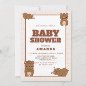 Niedliche Baby Bears - Braun neutrale Babydusche Einladung (Vorderseite)